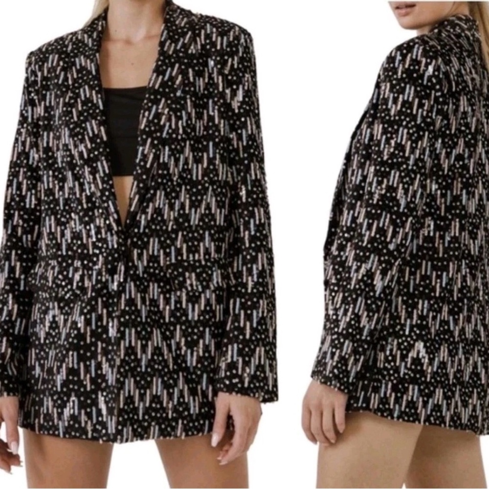 Endless Rose Oversized Multicolored Sequin Blazer - image 2